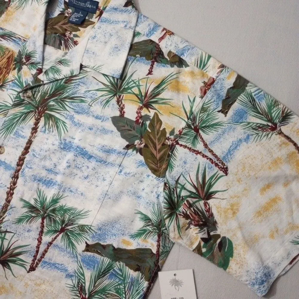 Newport Blue Men's Large Hawaiian Shirt NEW WITH TAGS Hula Girls Button‎ Up
